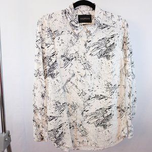 Wildfang White/Black Print Long Sleeve Button Up S